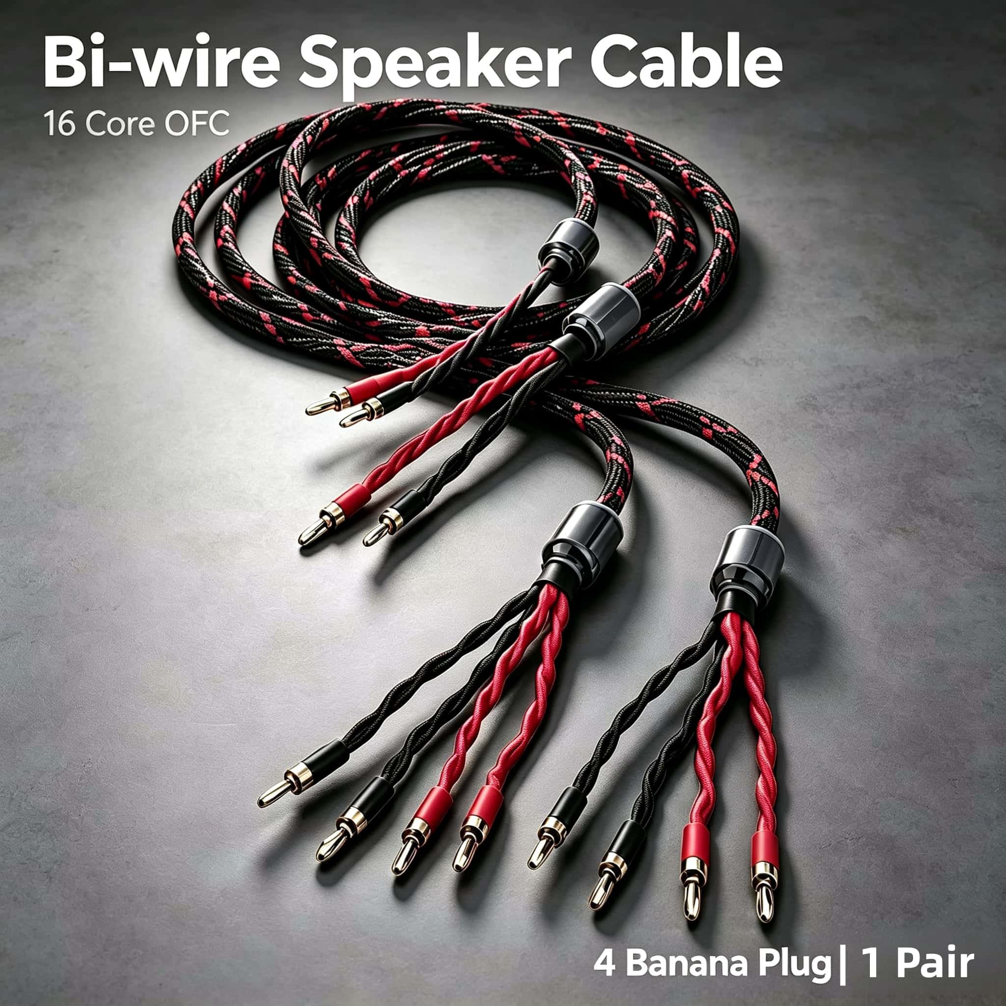 Home Cinema Player - Câble de haut-parleur bi-wire plaqué or