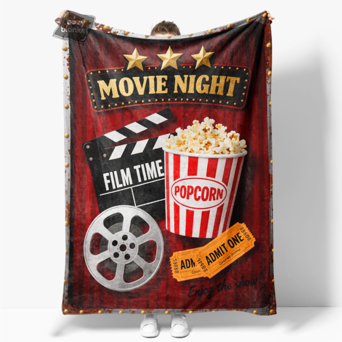 Home Cinema Tickets - Couverture en flanelle rétro pour soirée