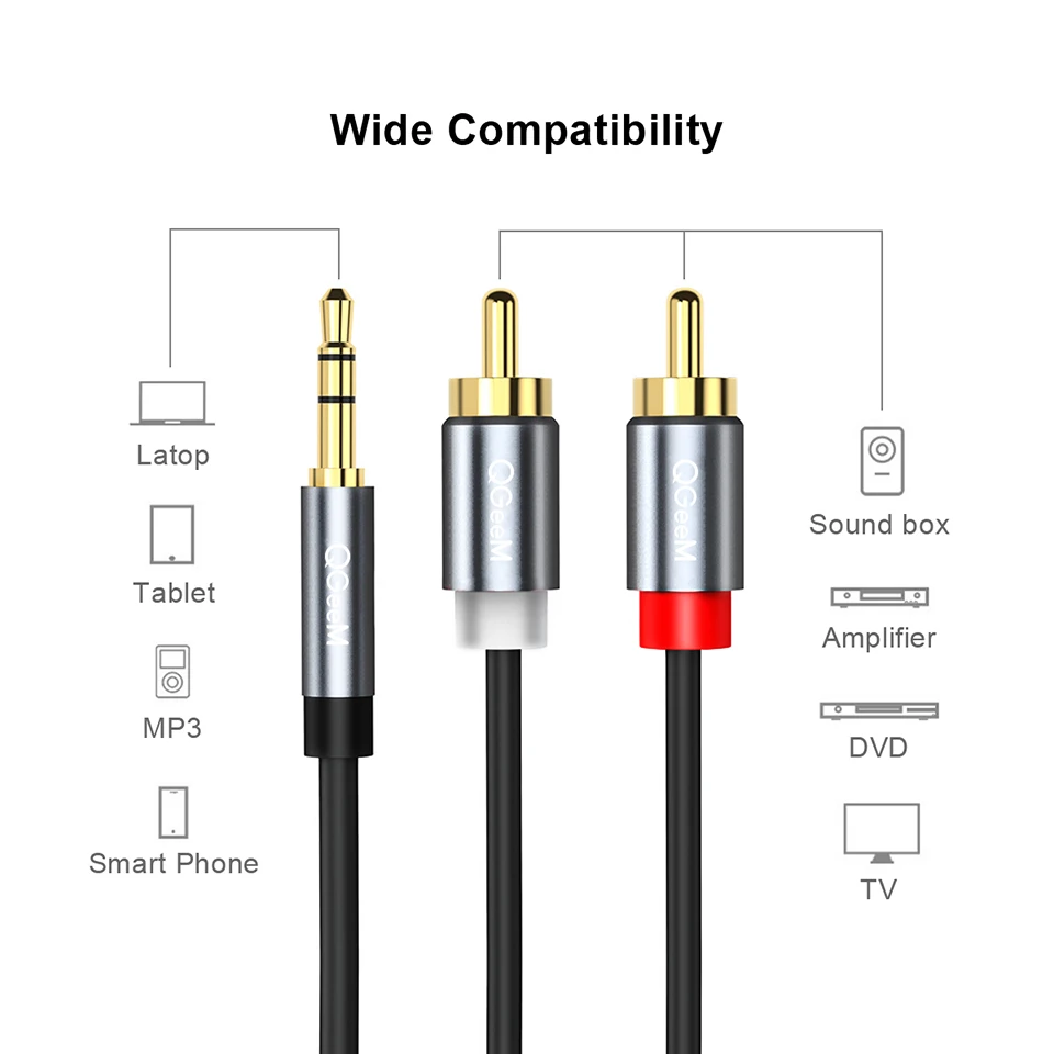 Câble RCA QGeeM 2RCA vers 3.5m - Home Cinema Player avis et prix