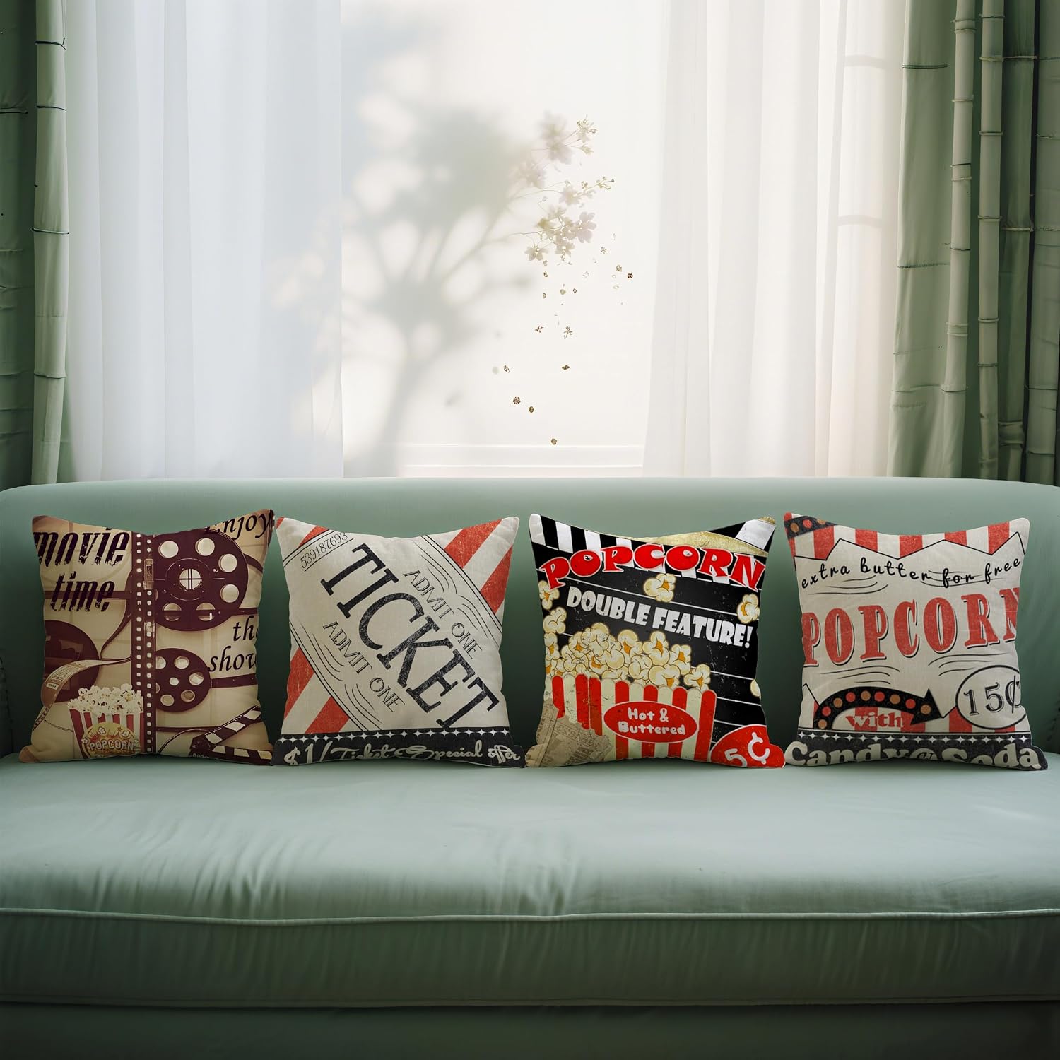 Lot de 4 Housses de Coussin Ré - Home Cinema Tickets avis et prix